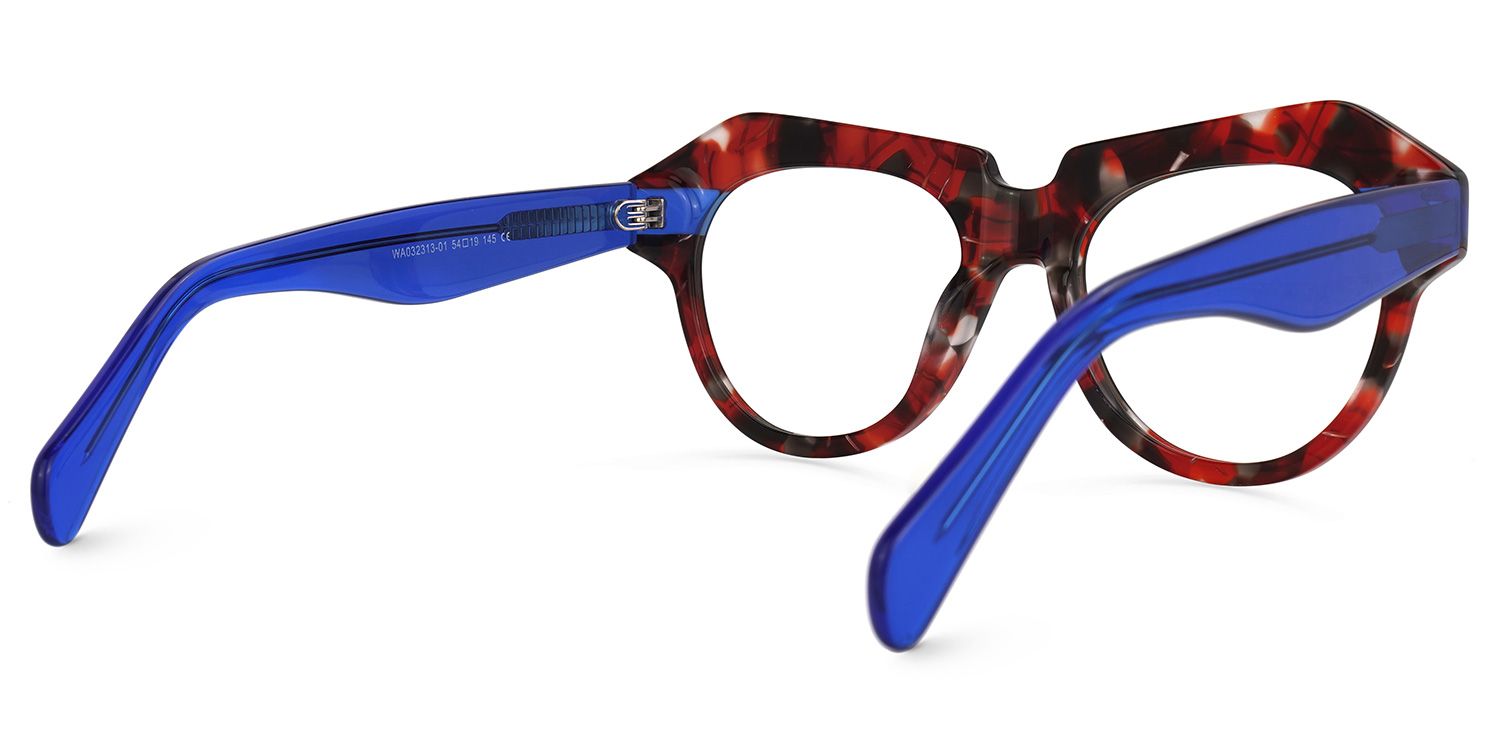 Floriano Geometric Red-Floral Glasses | Zeelool Glasses