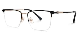 Delfina Rectangle Black-Gold Glasses1