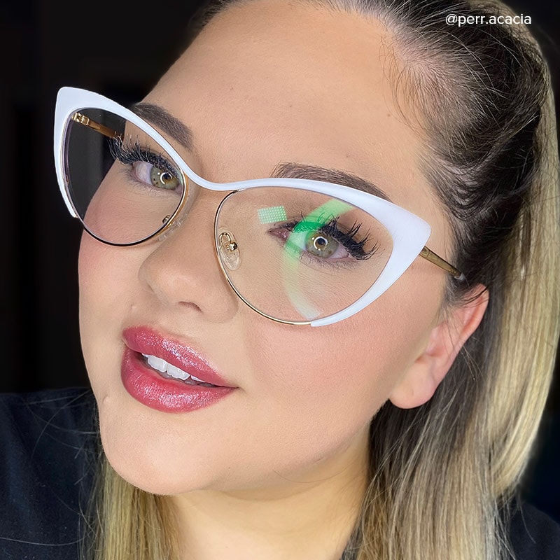 Ellen Cateye White Wire Frame Glasses and Eyeglasses7