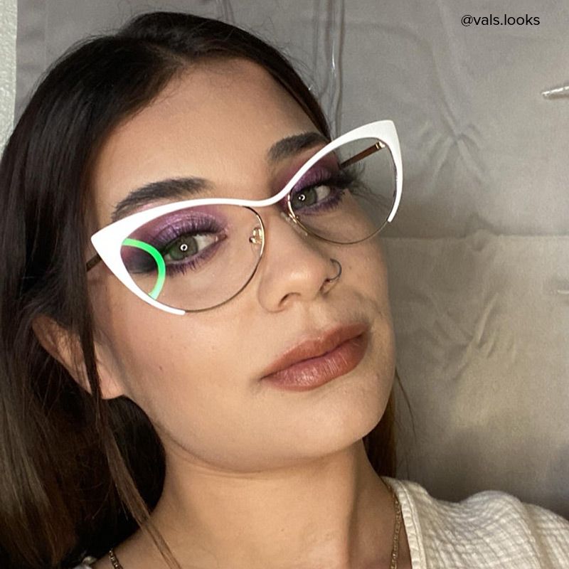 Ellen Cateye White Wire Frame Glasses and Eyeglasses6