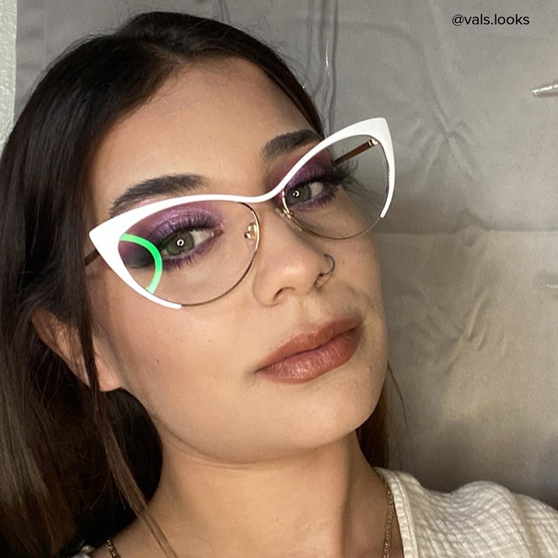 Ellen Cateye White Wire Frame Glasses and Eyeglasses6