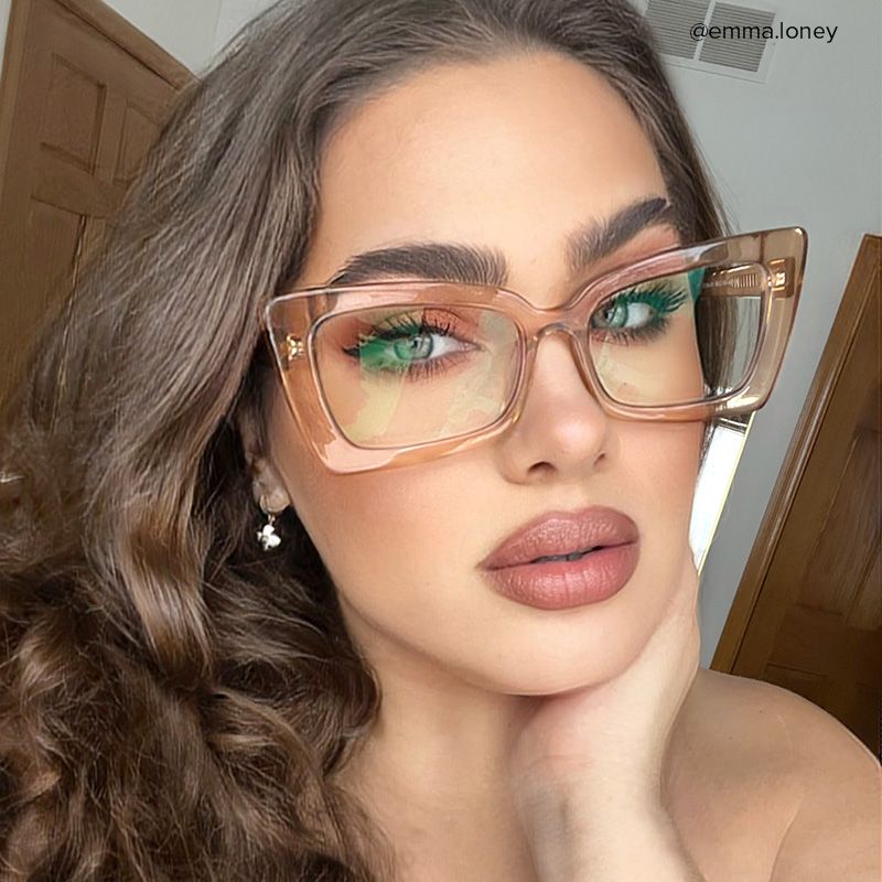 Newell Rectangle Translucent Brown Frame Glasses | Zeelool5