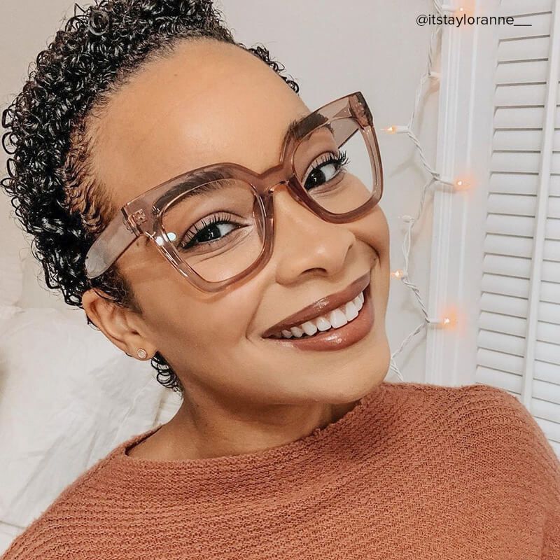 Malcolm Champagne Crystal Frame Glasses | Zeelool10