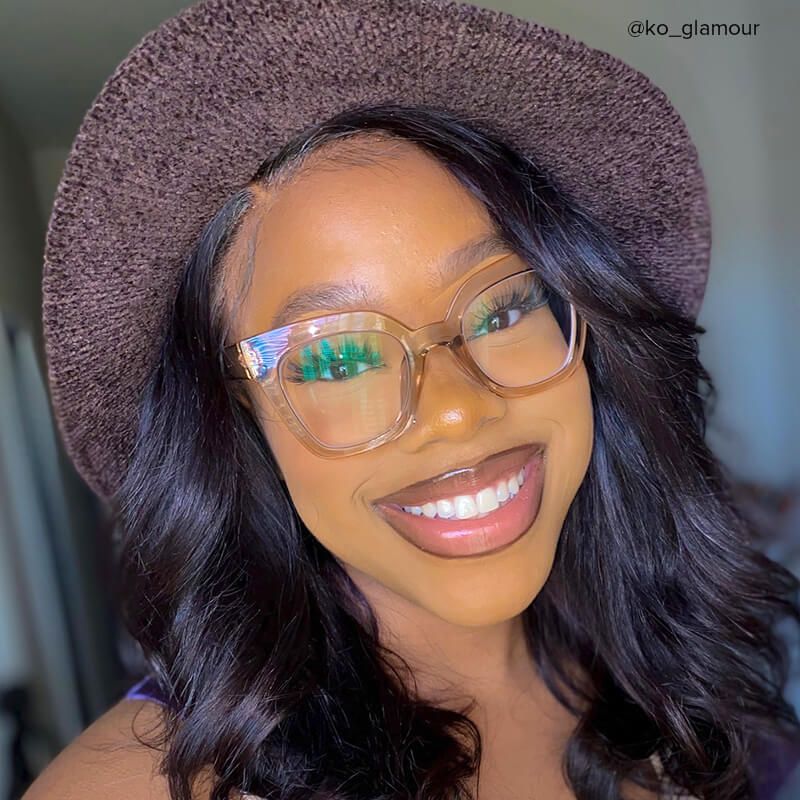 Malcolm Champagne Crystal Frame Glasses | Zeelool12