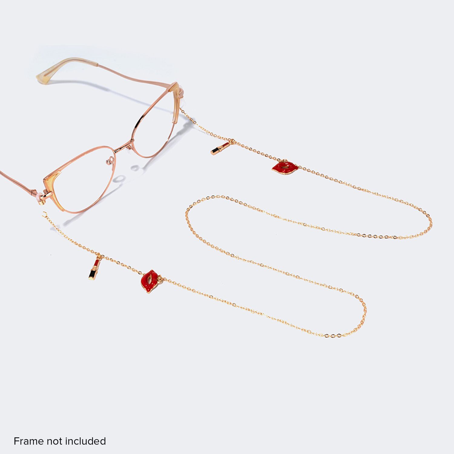 Stylish Red-Lips Lipstick Gold Chain | Zeelool Glasses0