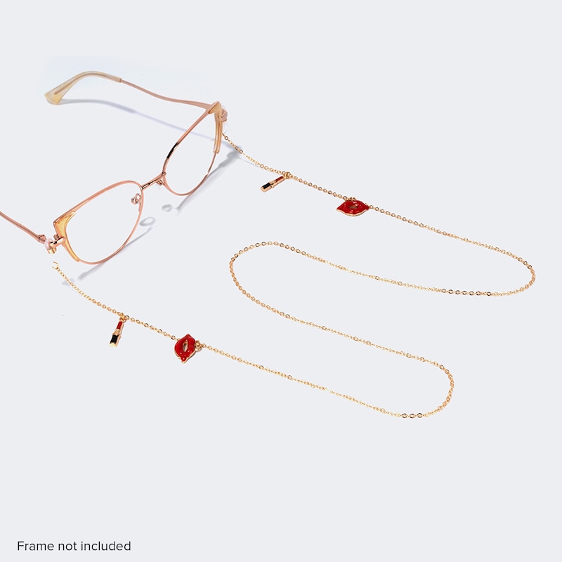 Stylish Red-Lips Lipstick Gold Chain | Zeelool Glasses0