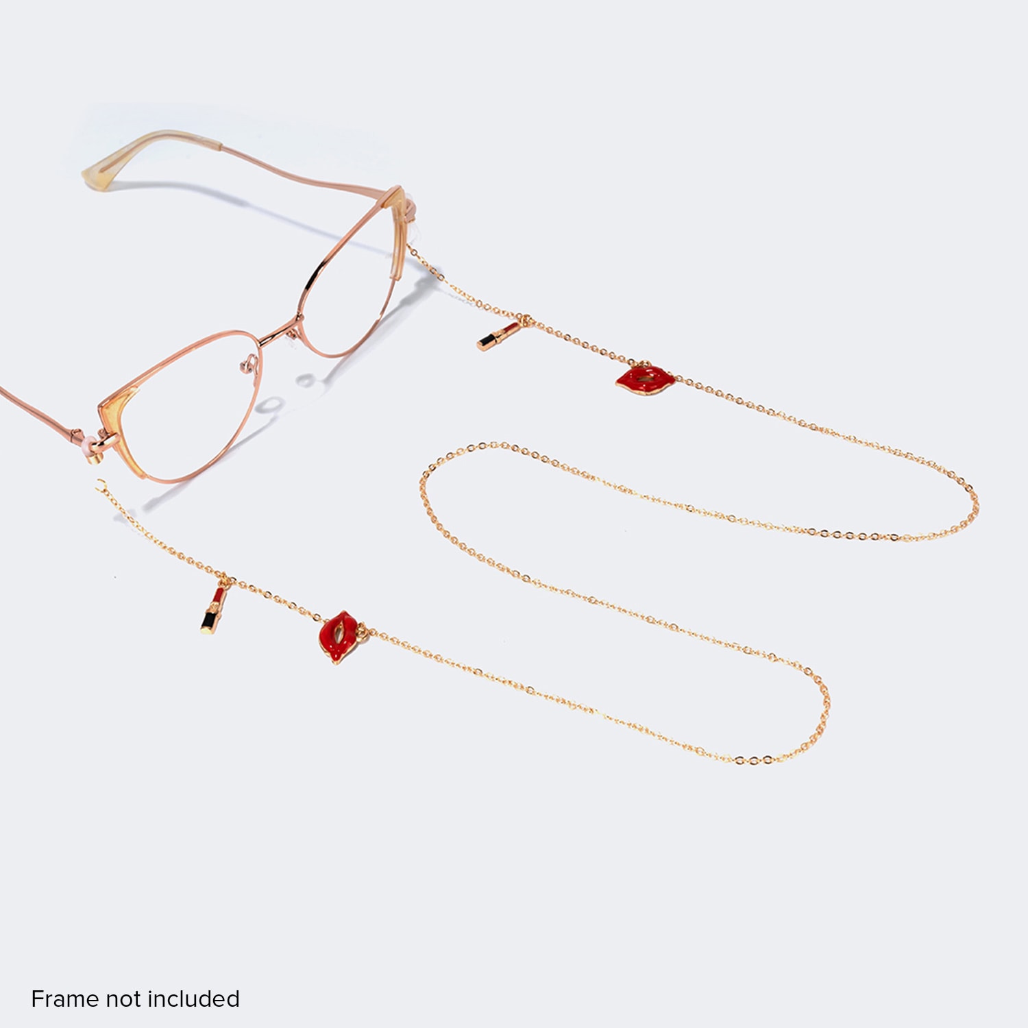 Stylish Red-Lips Lipstick Gold Chain | Zeelool Glasses0