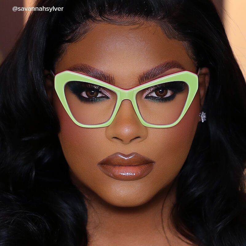 Benita Cateye Green Glasses | Zeelool Glasses5