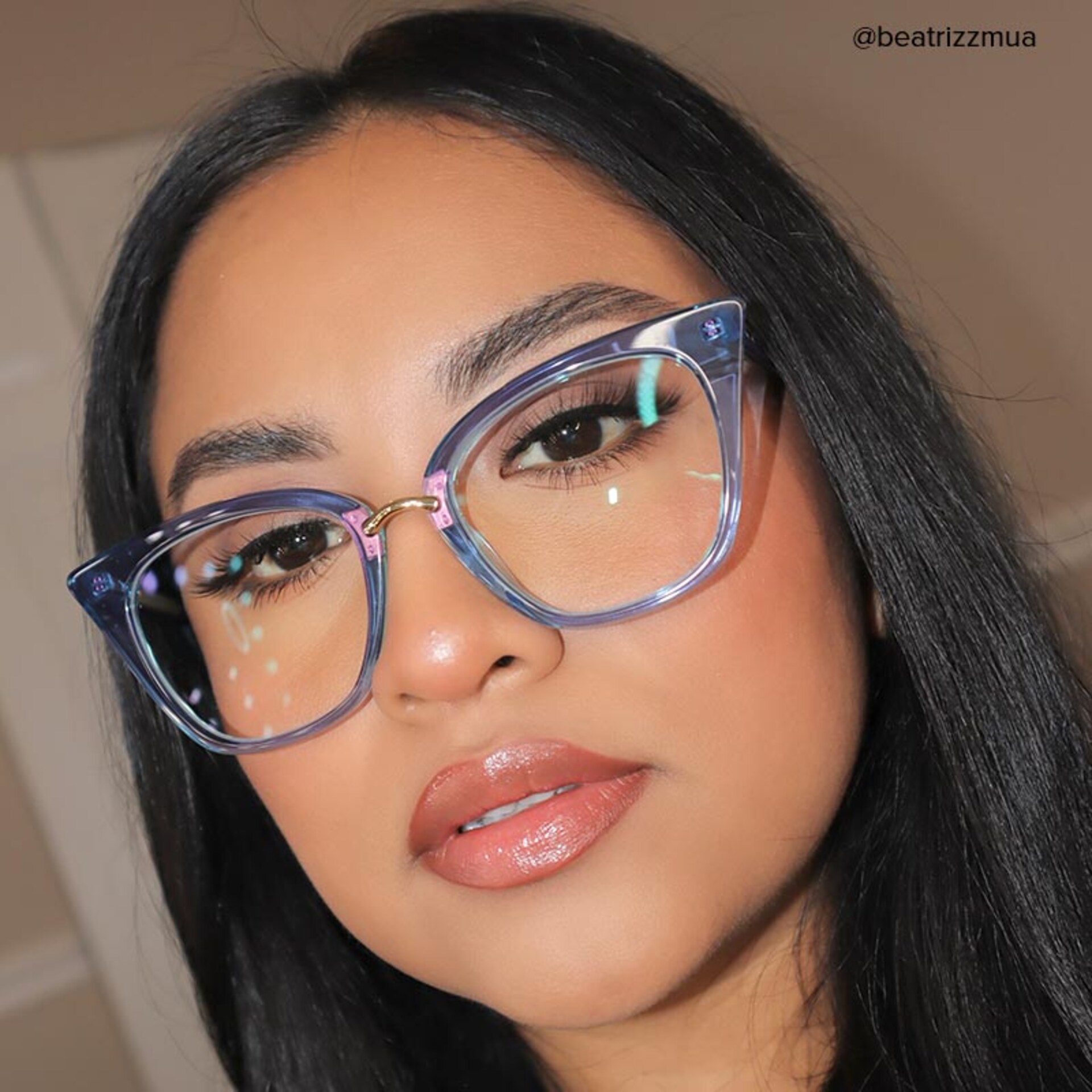 Martha Cat Eye Light-Blue Glasses | Zeelool Glasses5