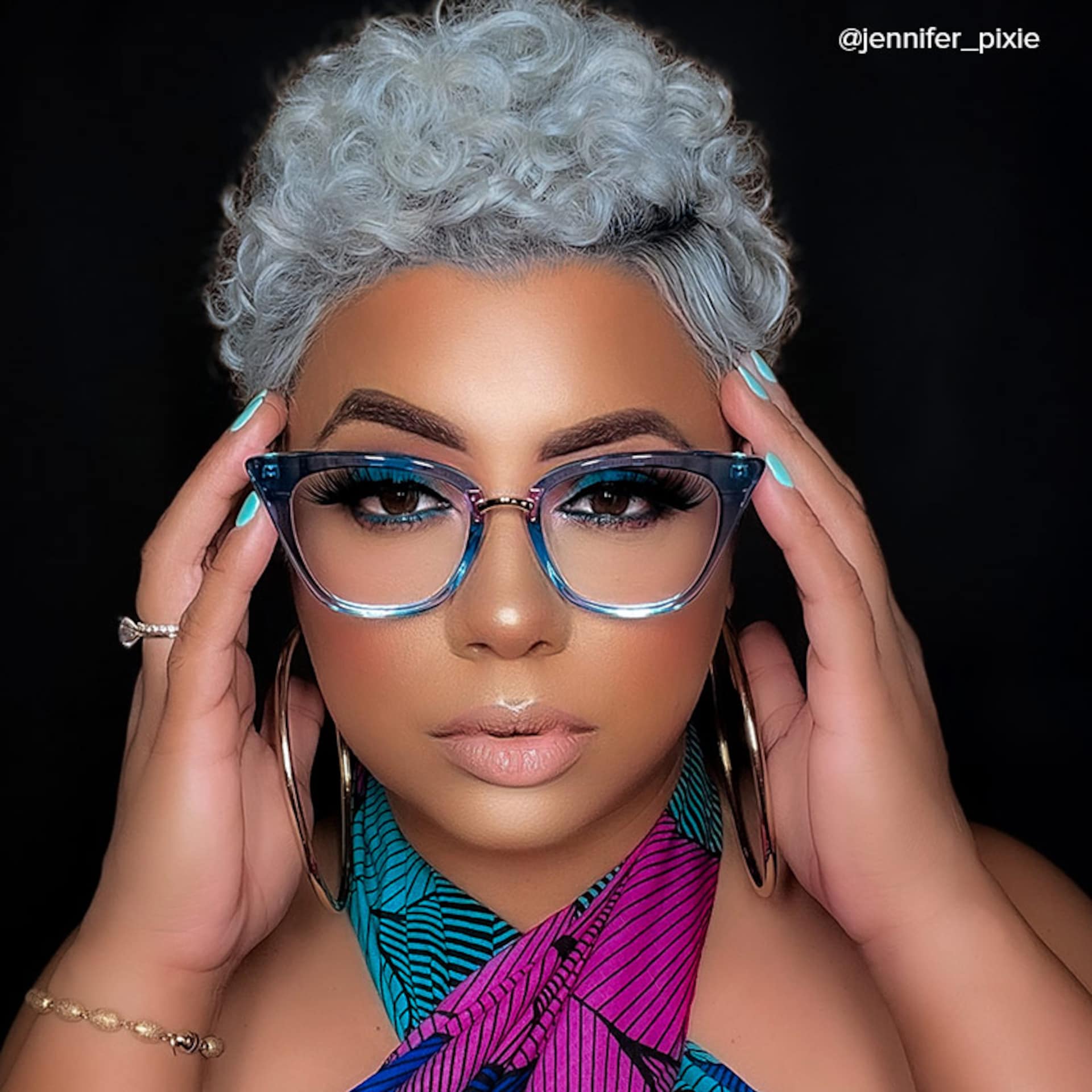 Martha Cat Eye Light-Blue Glasses | Zeelool Glasses13