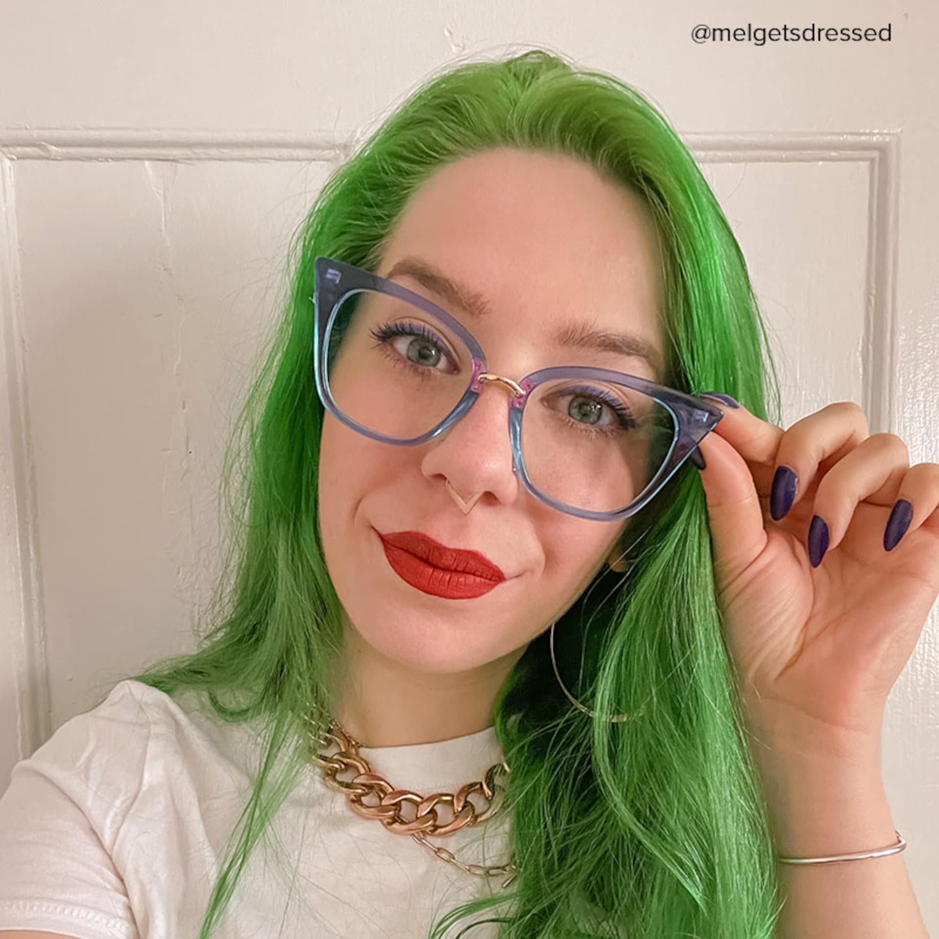 Martha Cat Eye Light-Blue Glasses | Zeelool Glasses6