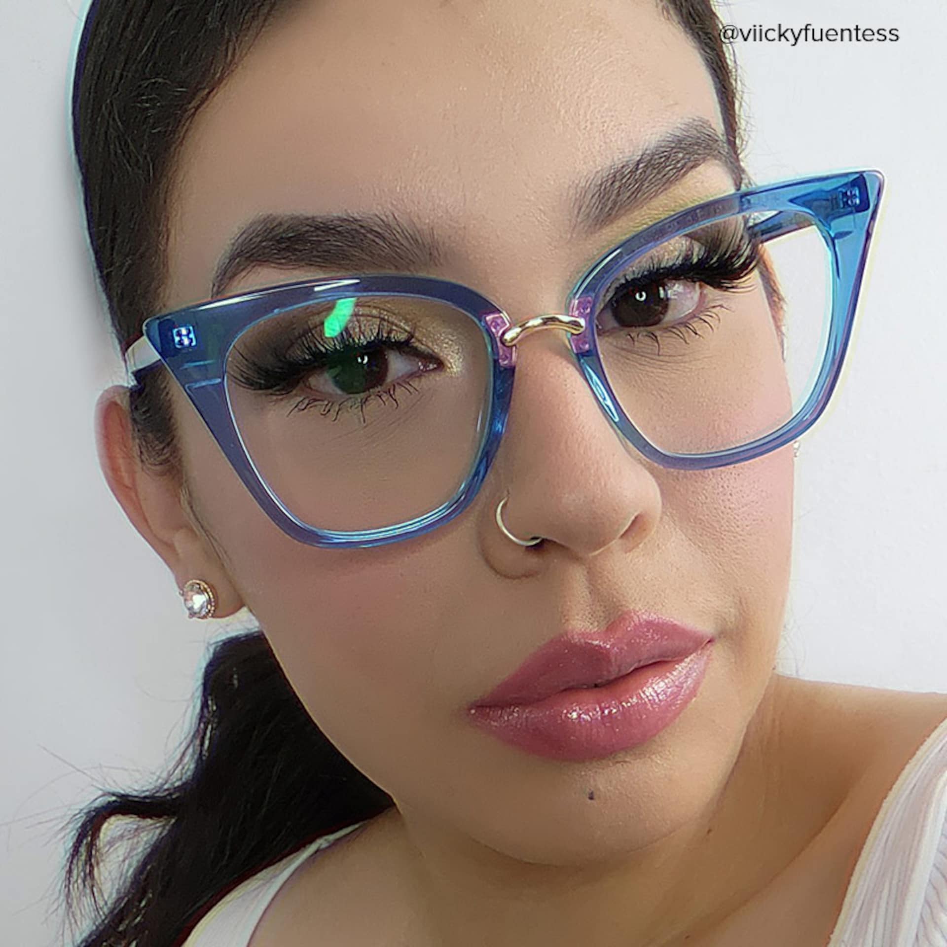 Martha Cat Eye Light-Blue Glasses | Zeelool Glasses9