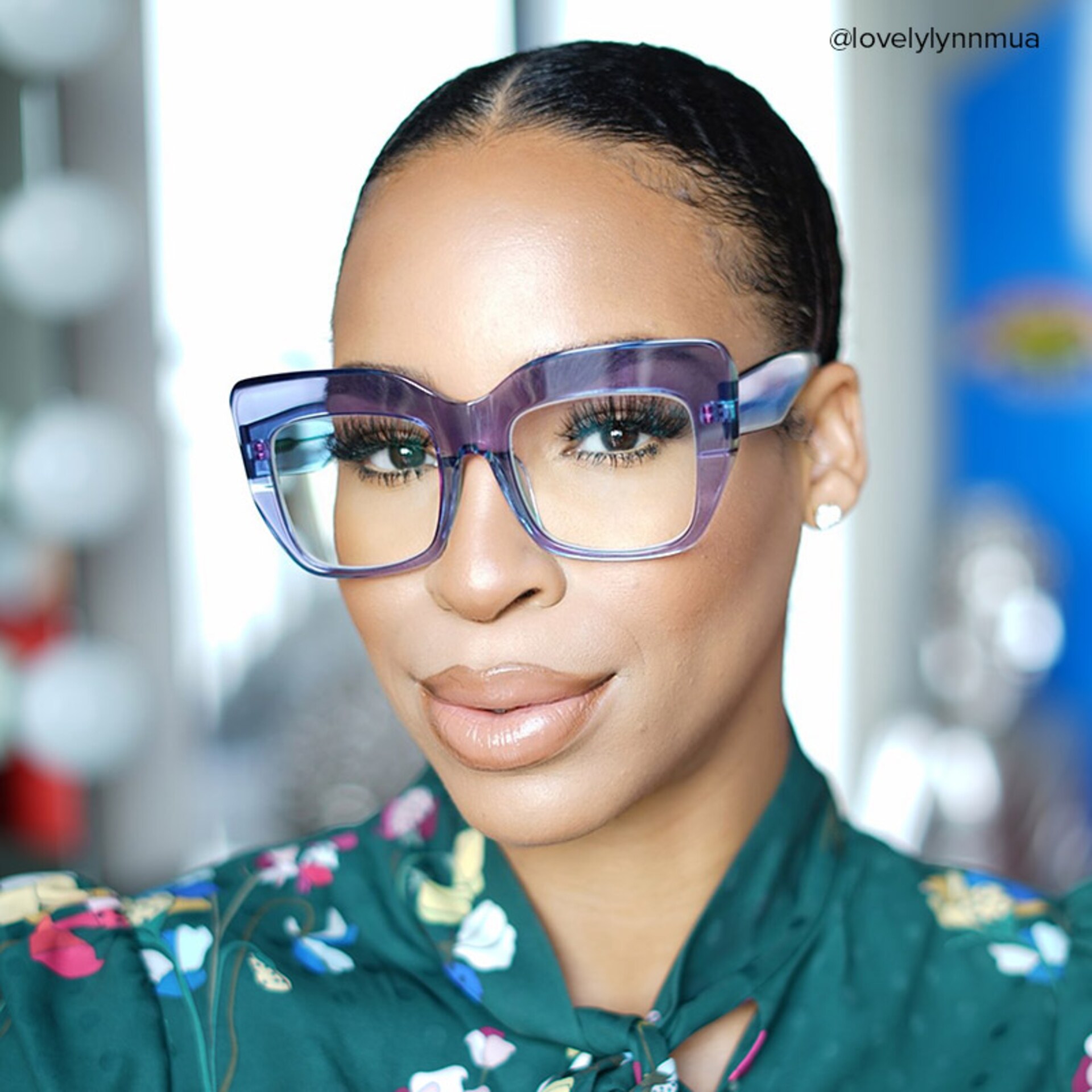 Charmaine Cat Eye Light-Purple Glasses | Zeelool Glasses5