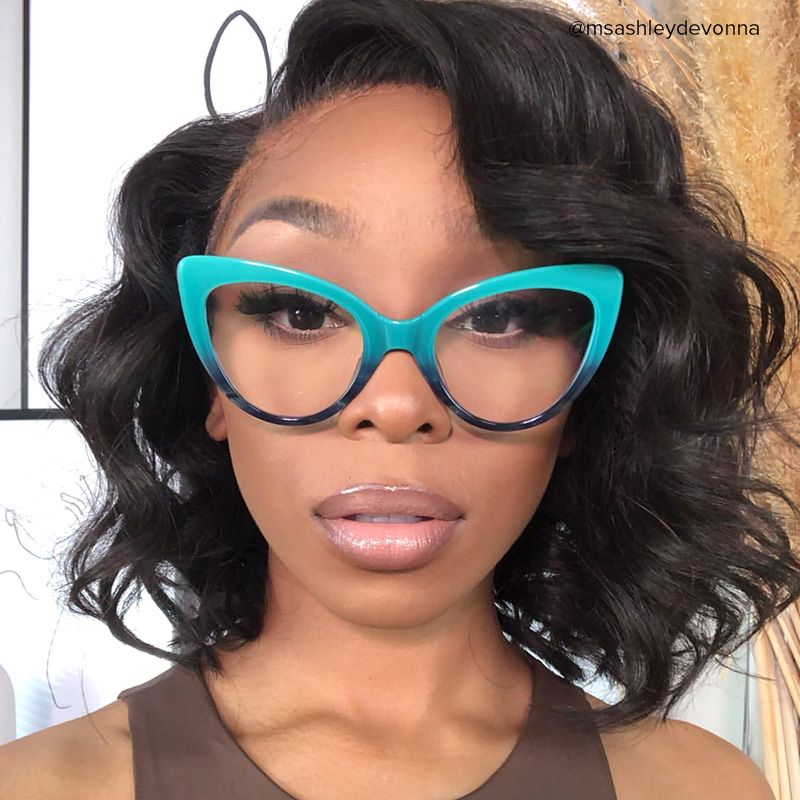 Claudette Cat Eye Teal Blue-Green Frame Glasses | Zeelool5