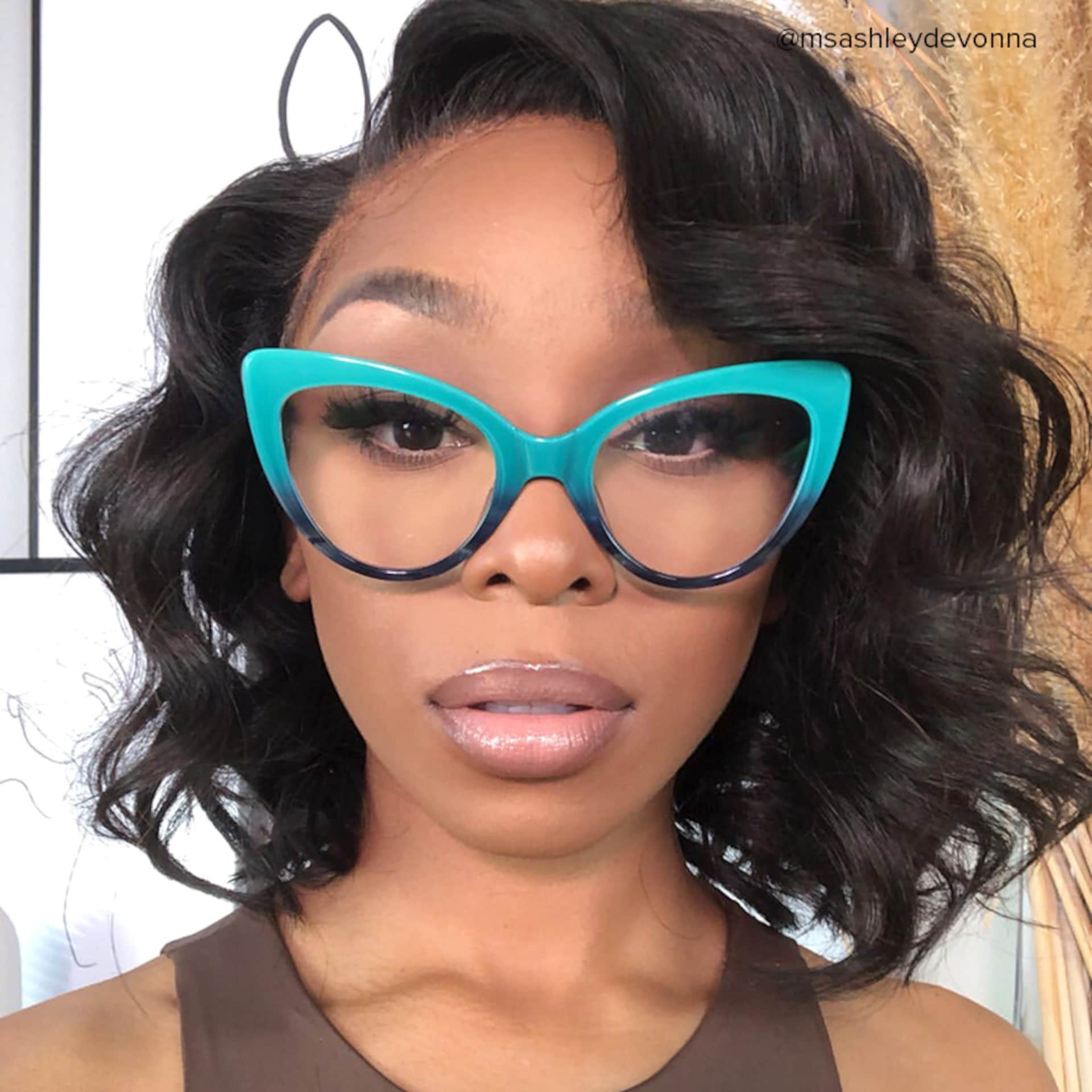 Claudette Cat Eye Teal Blue-Green Frame Glasses | Zeelool5