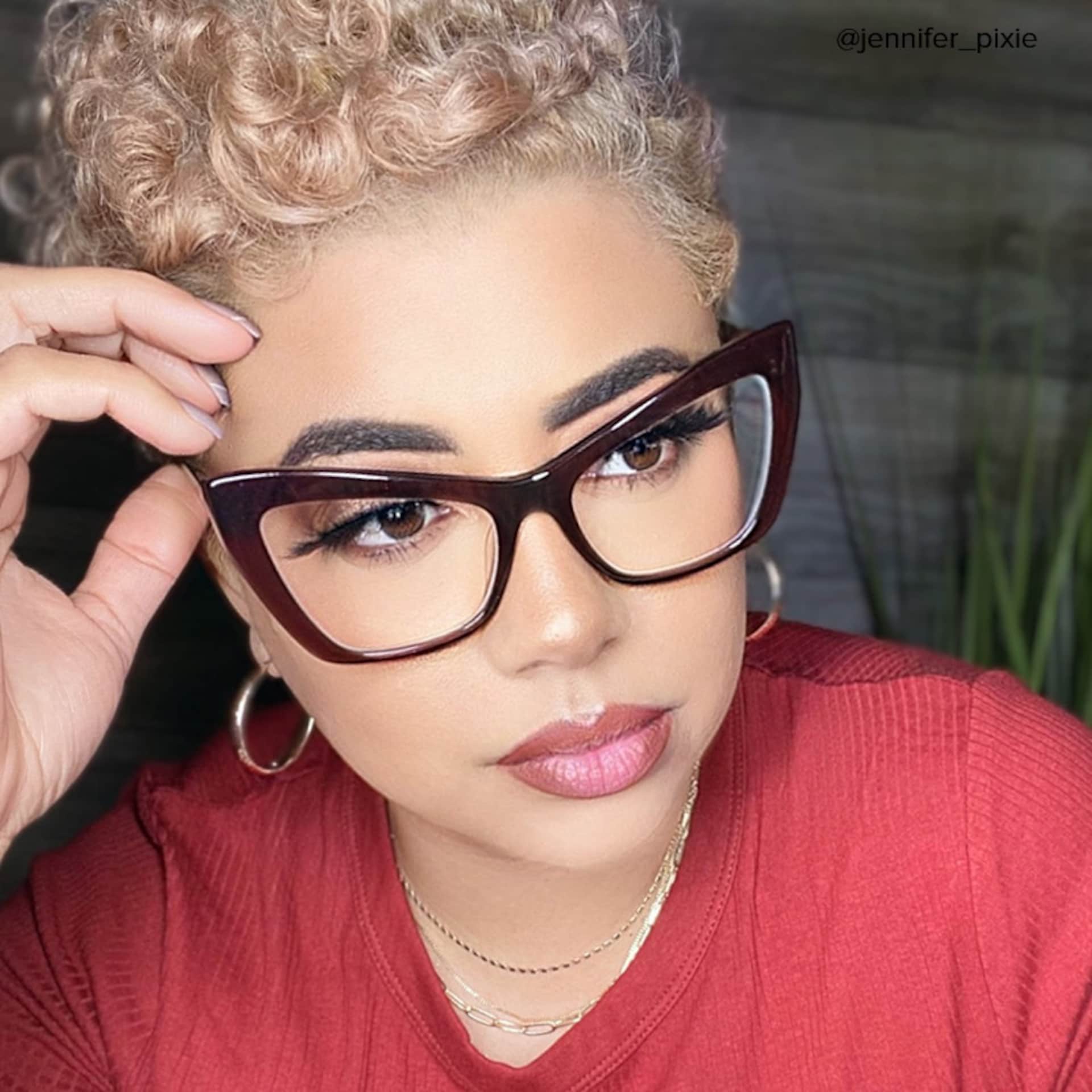 Driscoll Cateye Dark-Red Glasses | Zeelool Glasses5