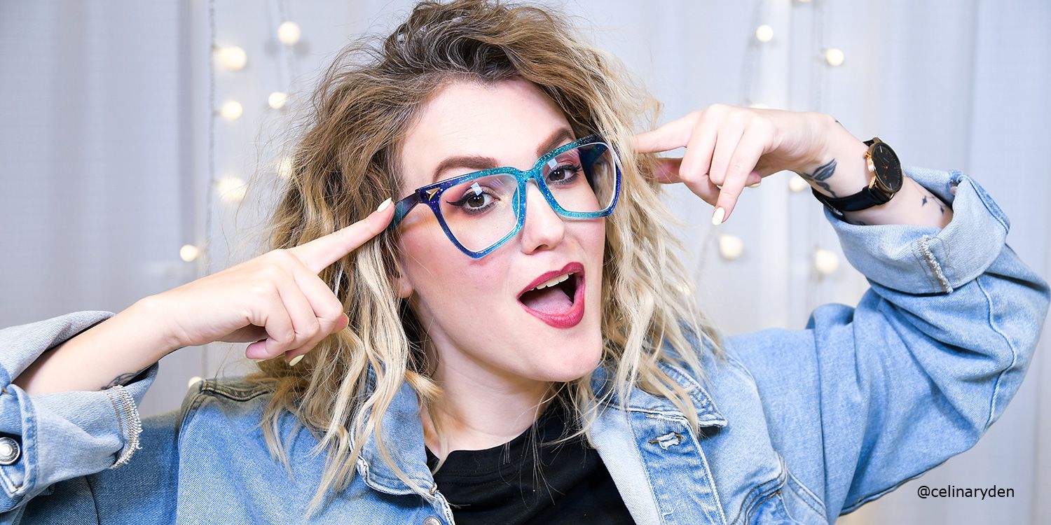 Cicely Geometrical Blue Eyeglasses | Zeelool Glasses2