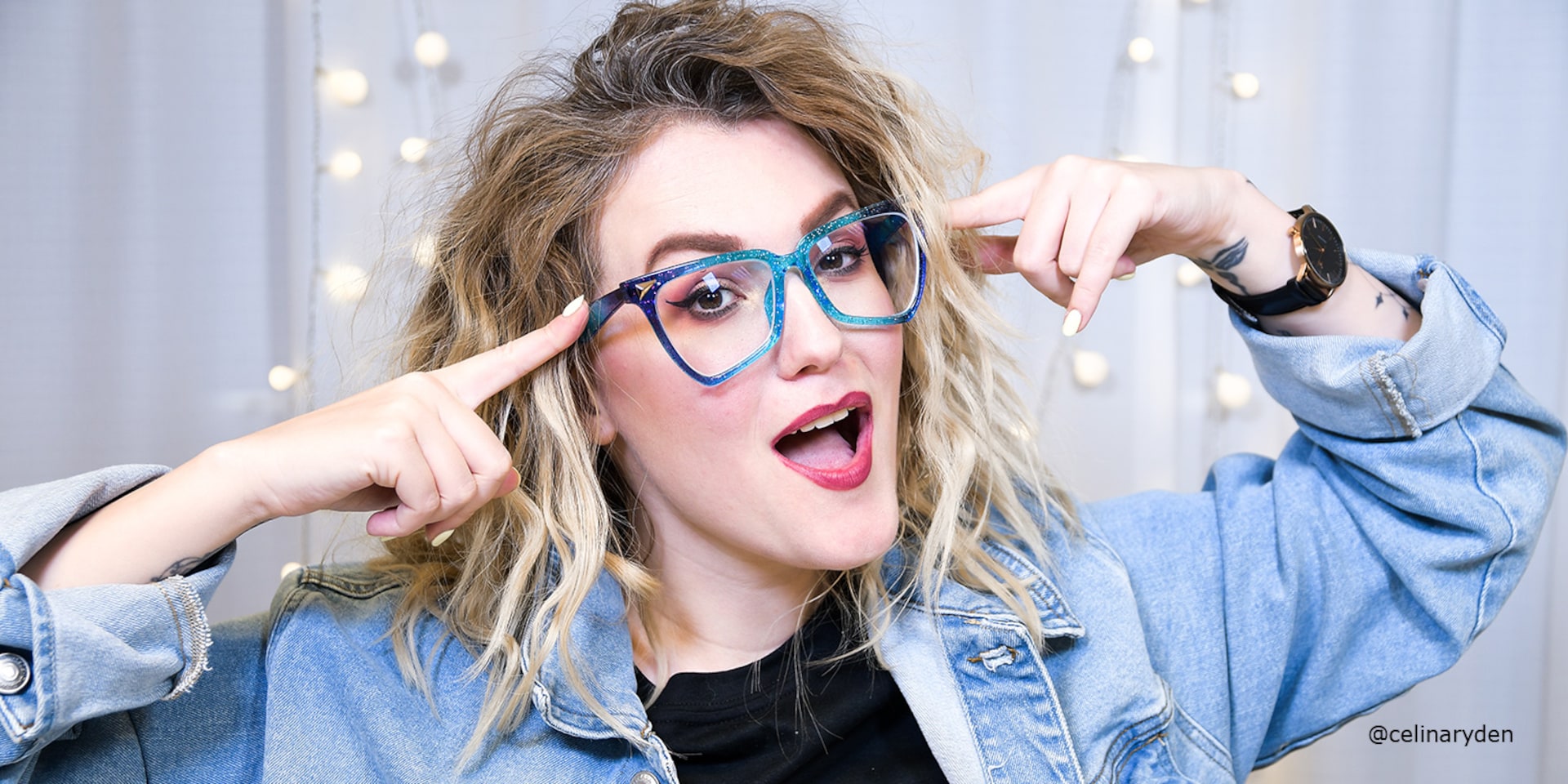 Cicely Geometrical Blue Eyeglasses | Zeelool Glasses2