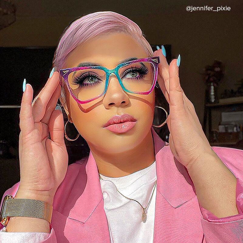 Geometrical Rainbow Eyeglasses | Zeelool Glasses4