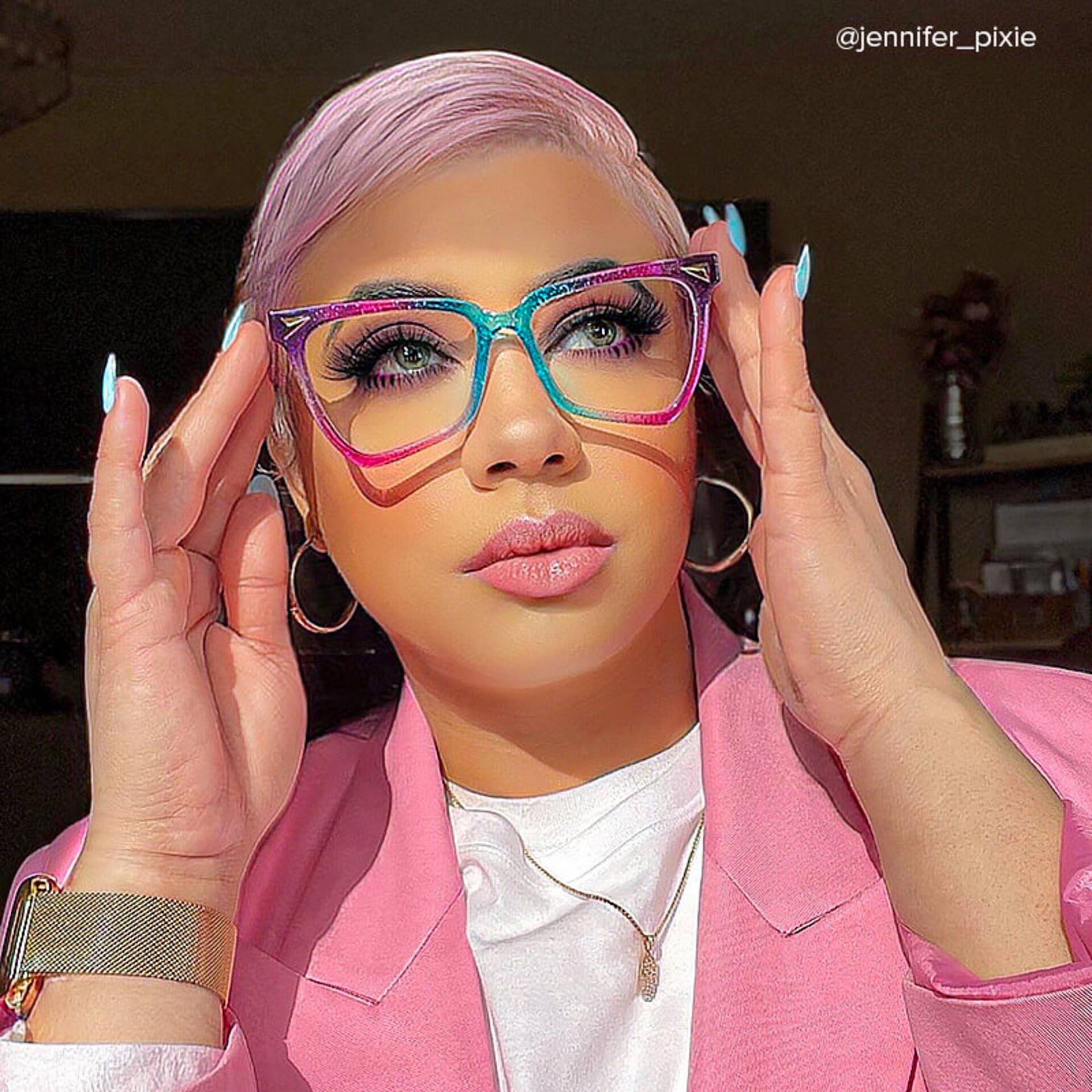 Geometrical Rainbow Eyeglasses | Zeelool Glasses4