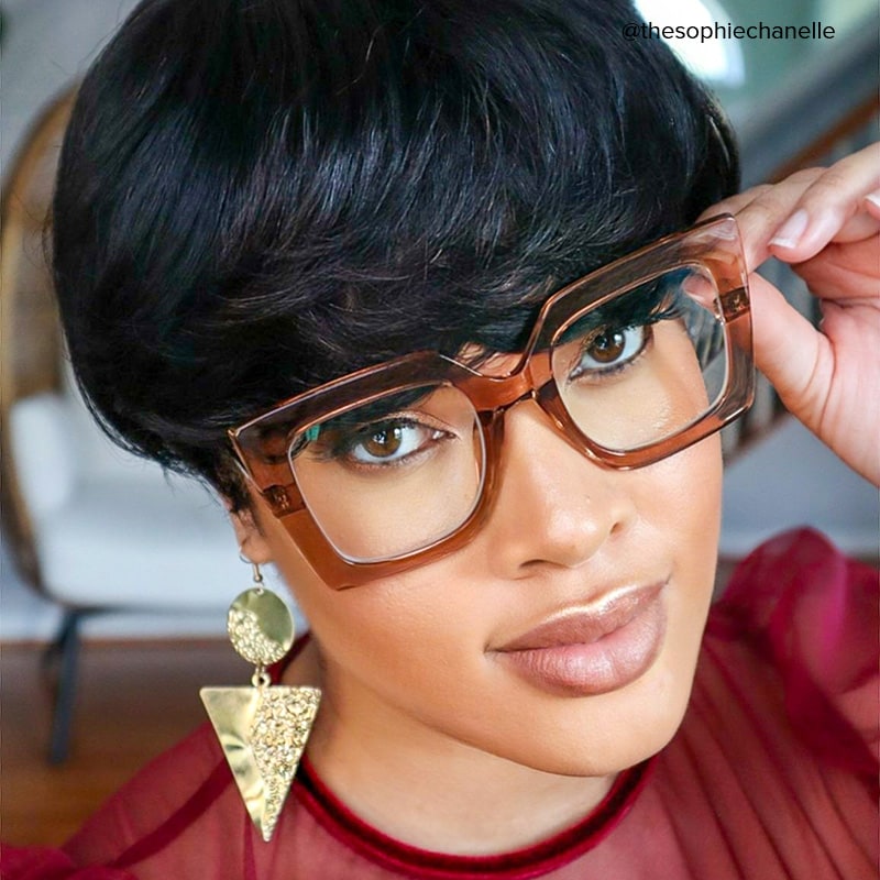 Qatar Square Champagne Eyeglasses and Thick Frames8