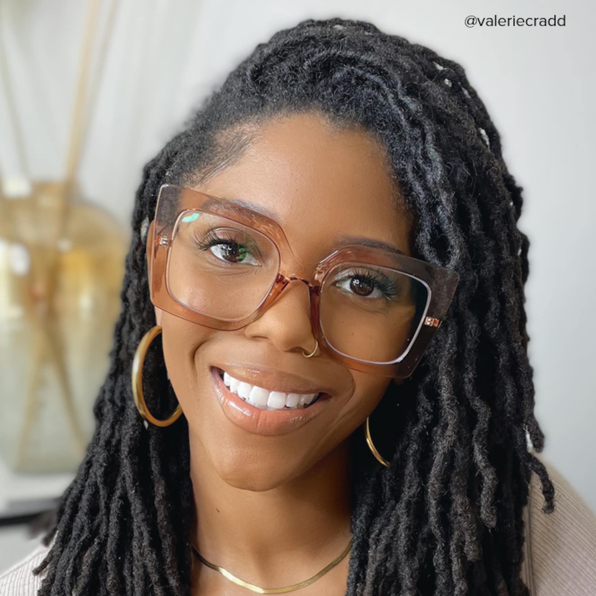 Qatar Square Champagne Eyeglasses and Thick Frames9