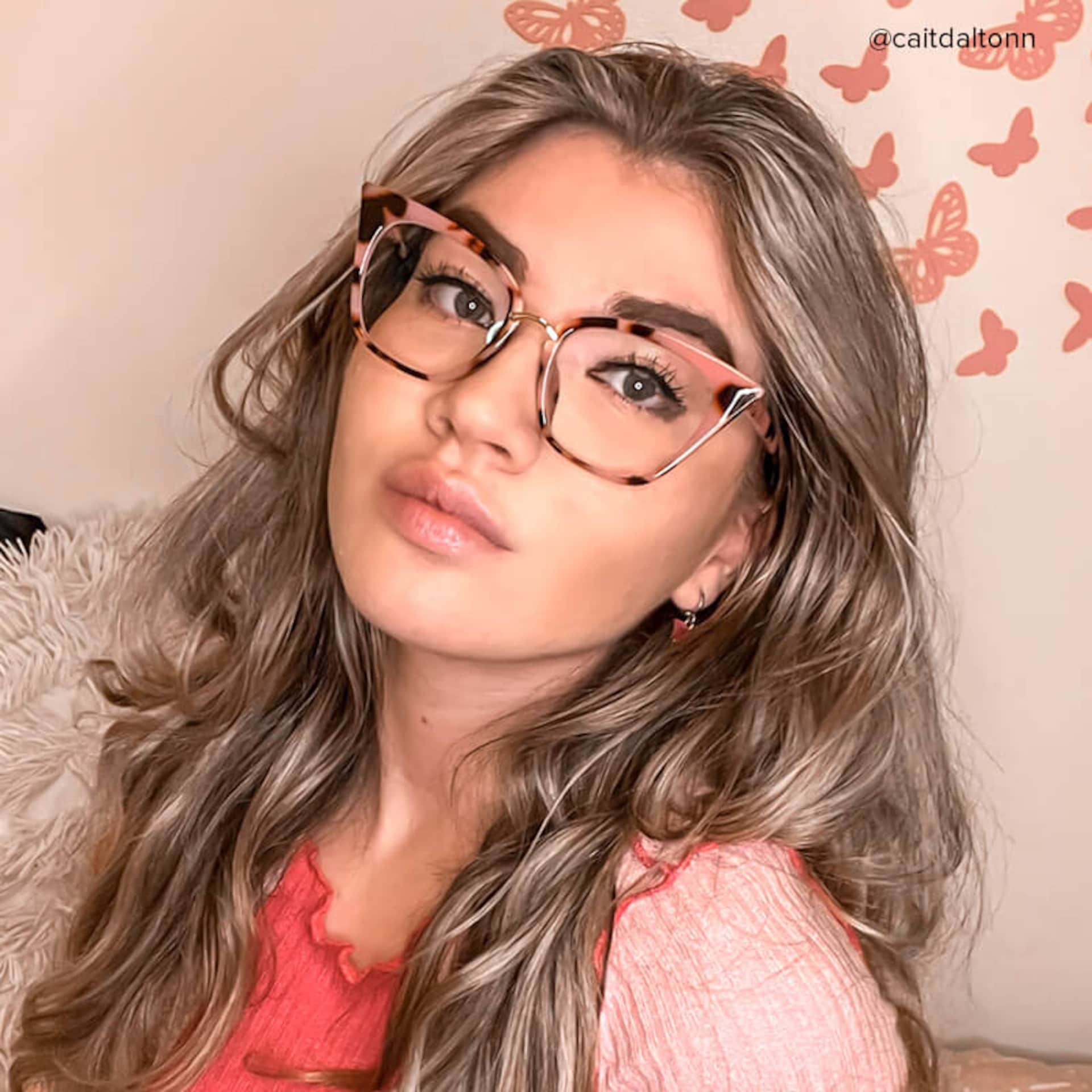 Chandrikar Cat Eye Pink-Floral Frame Glasses | Zeelool9