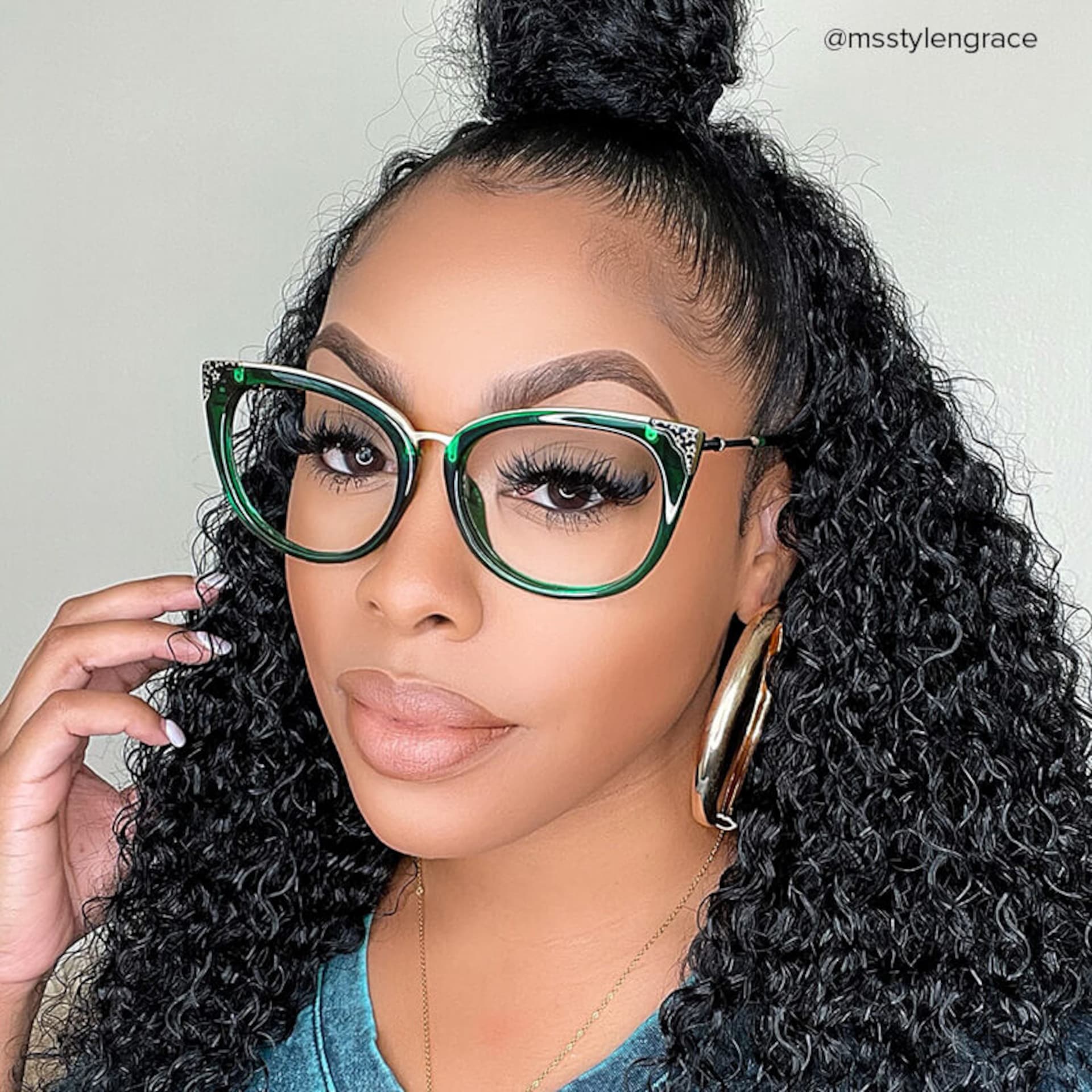 Dalton Cat Eye Dark Green Frame Glasses | Zeelool9