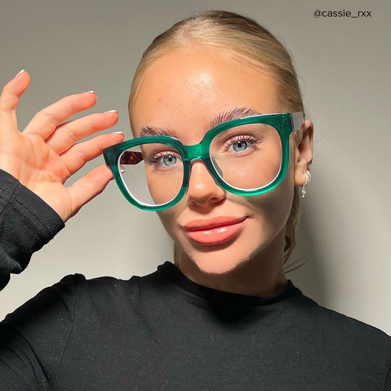 Harrell Square Dark-Green Eyeglasses | Zeelool8