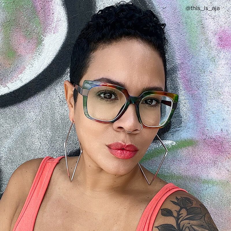 Yaida Square Multicolor Frame Glasses | Zeelool4