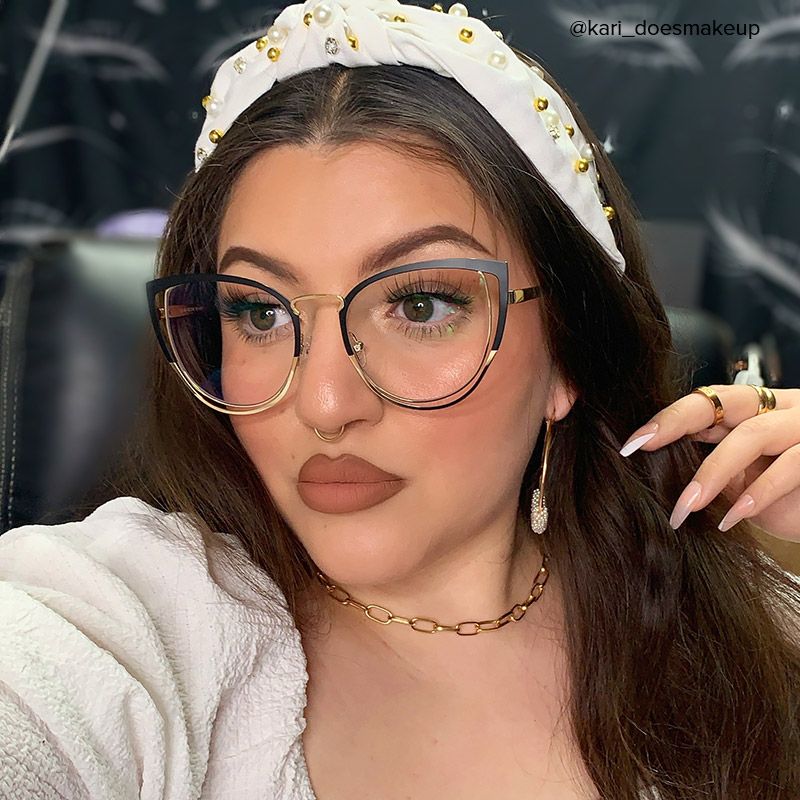 Harvey Cateye Eyeglasses with Black-Clear Two-Tone Frame5