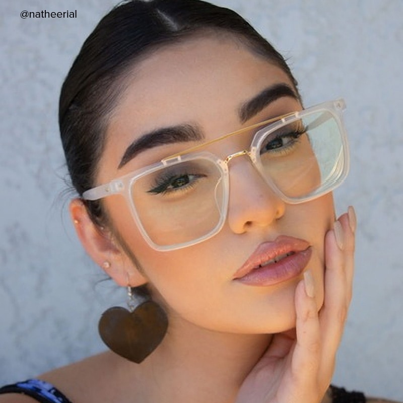 Shumac Square White Eyeglasses with Aviator Style