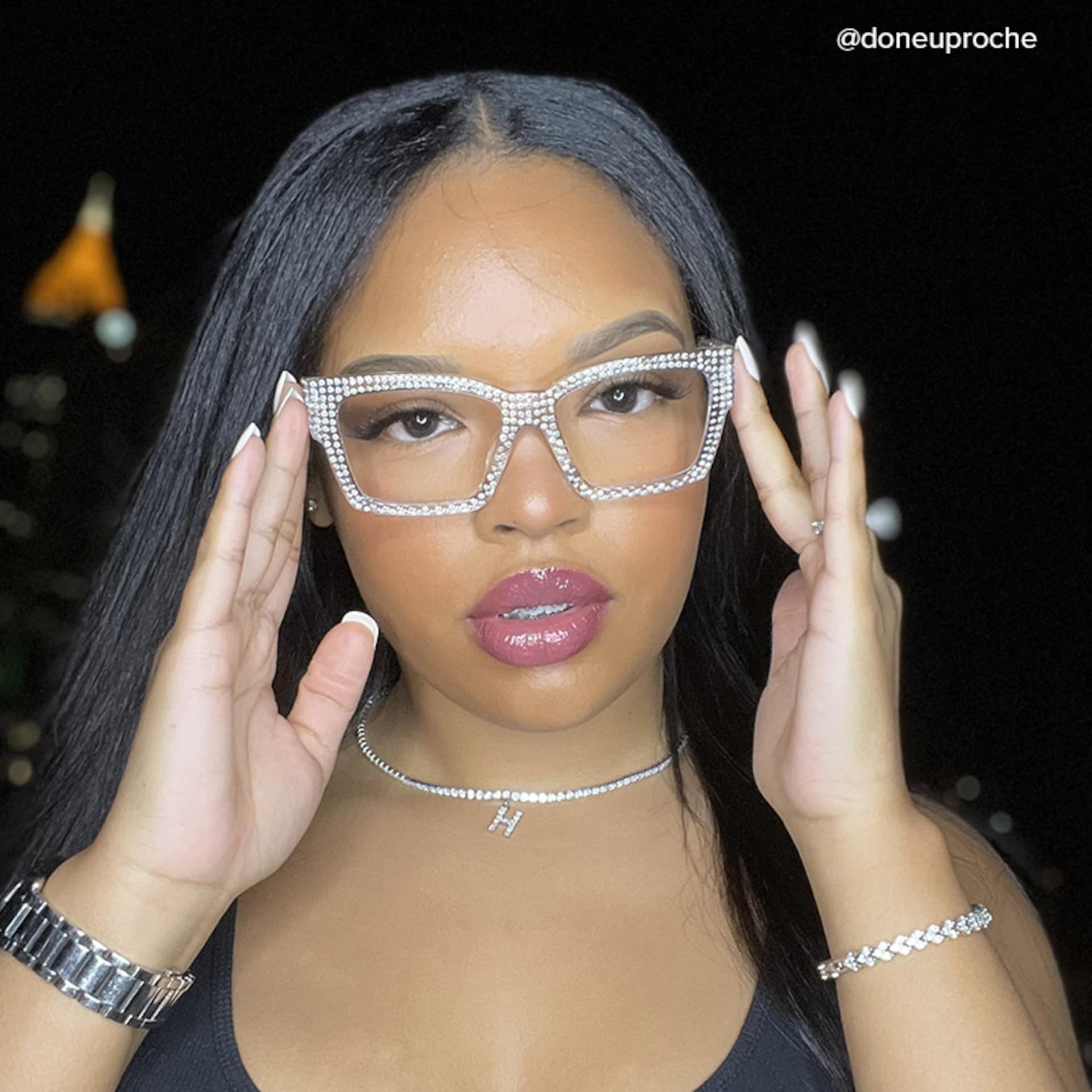 Drayton Square Crystal Glasses | Zeelool Glasses7