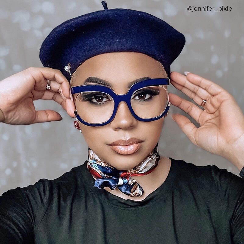 Darice Round Dark-Blue Eyeglasses | Zeelool Optical9