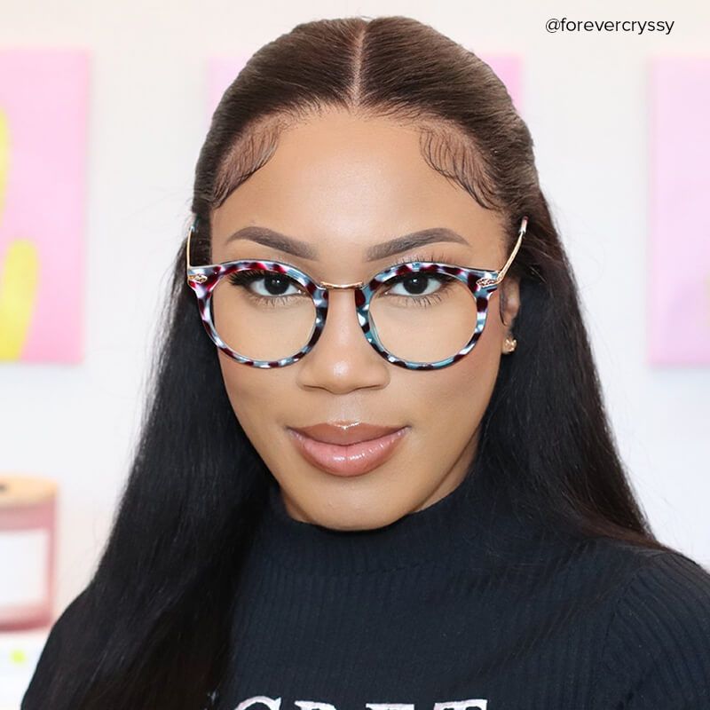 Quentina Round Blue Glasses