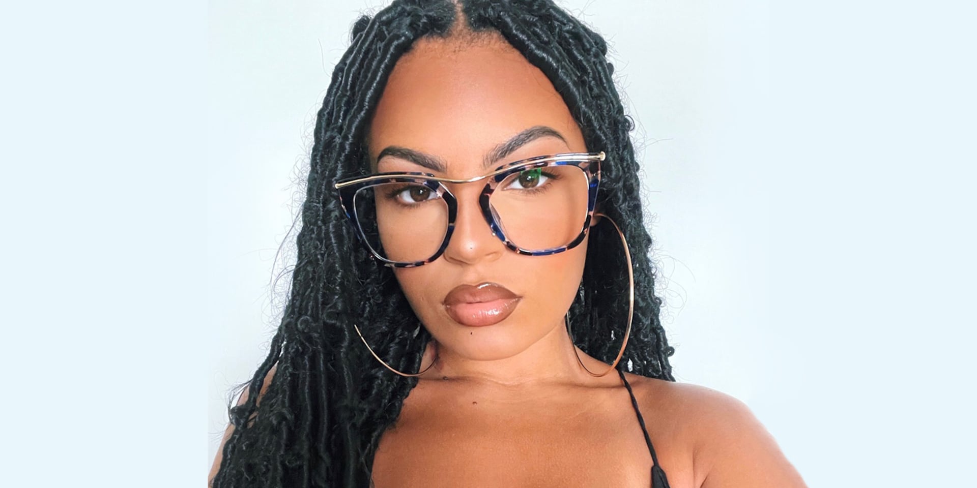 Yadiel Geometric Blue-Floral Glasses | Zeelool Glasses1