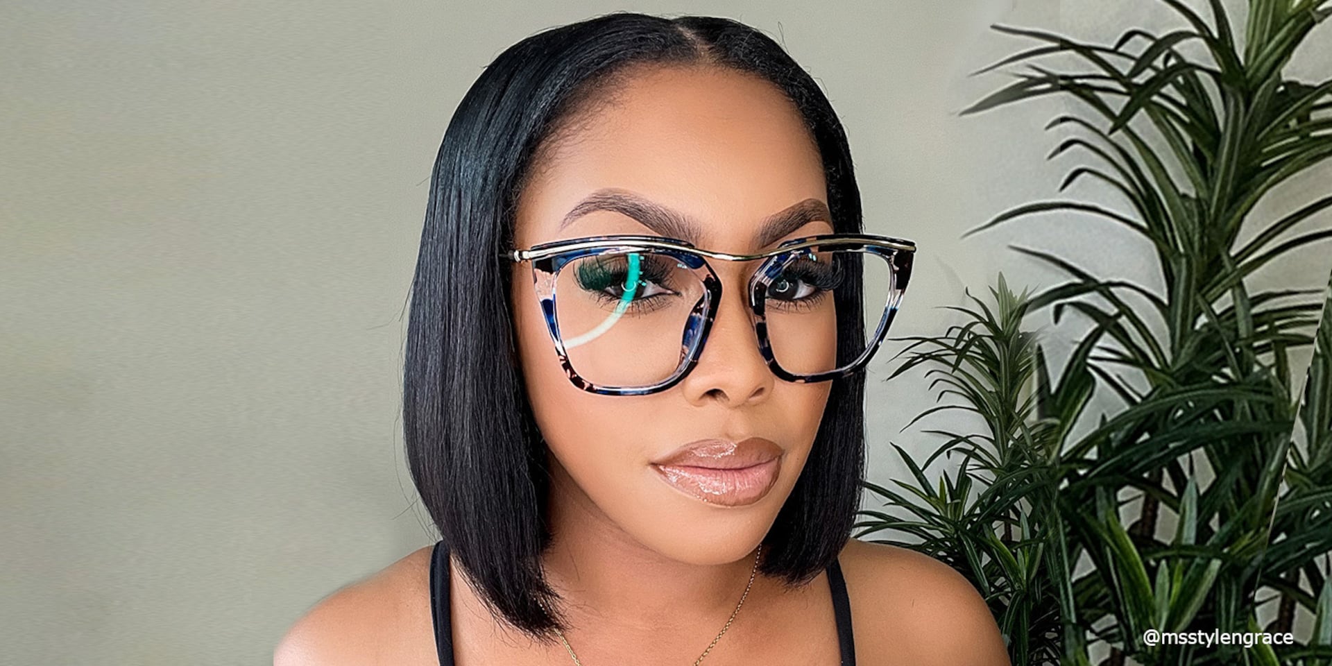 Yadiel Geometric Blue-Floral Glasses | Zeelool Glasses2