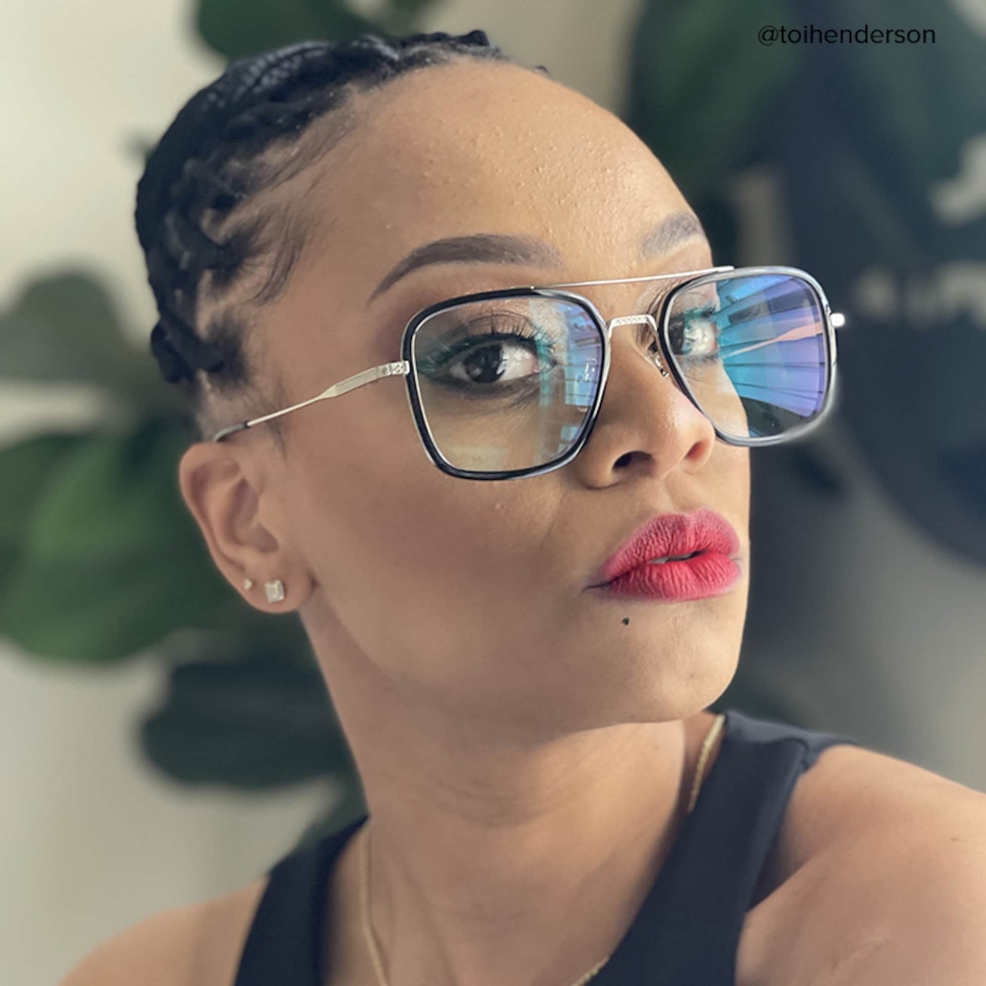 Nayeli Aviator Black-Silver Glasses | Zeelool Glasses5