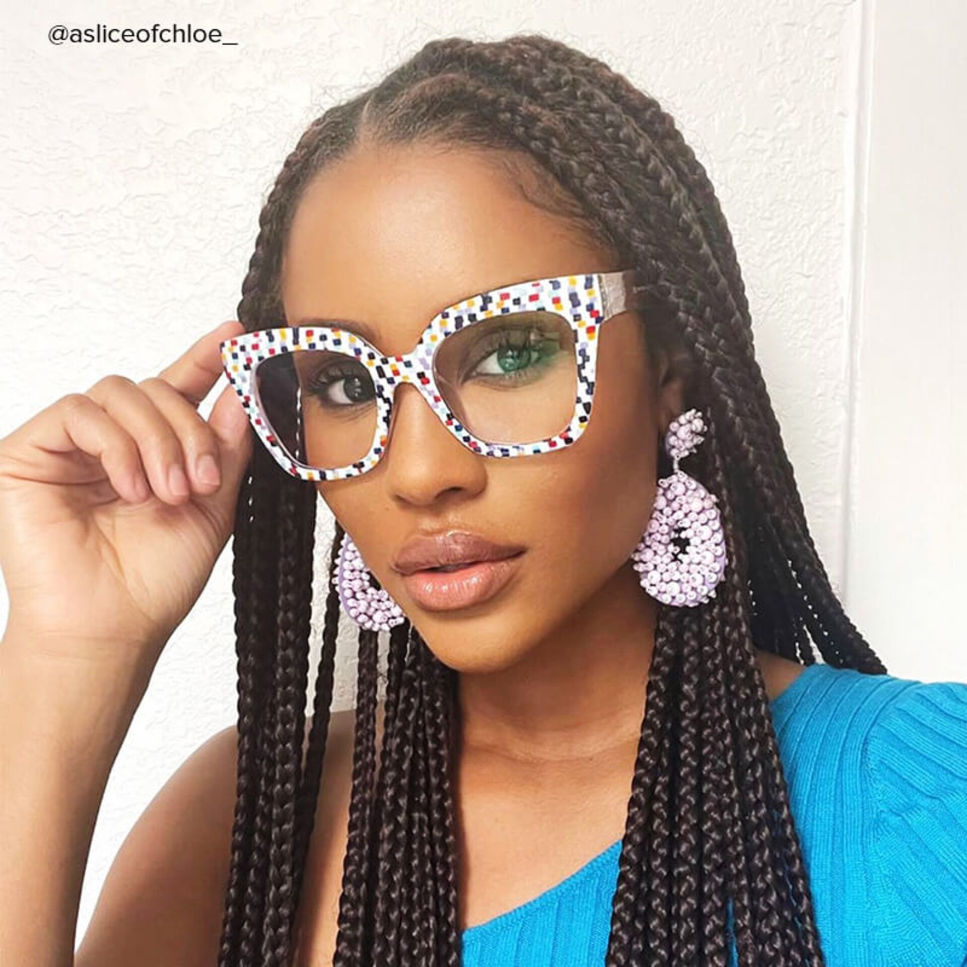 Malcolm Square Colorful-Point Frame Glasses | Zeelool4