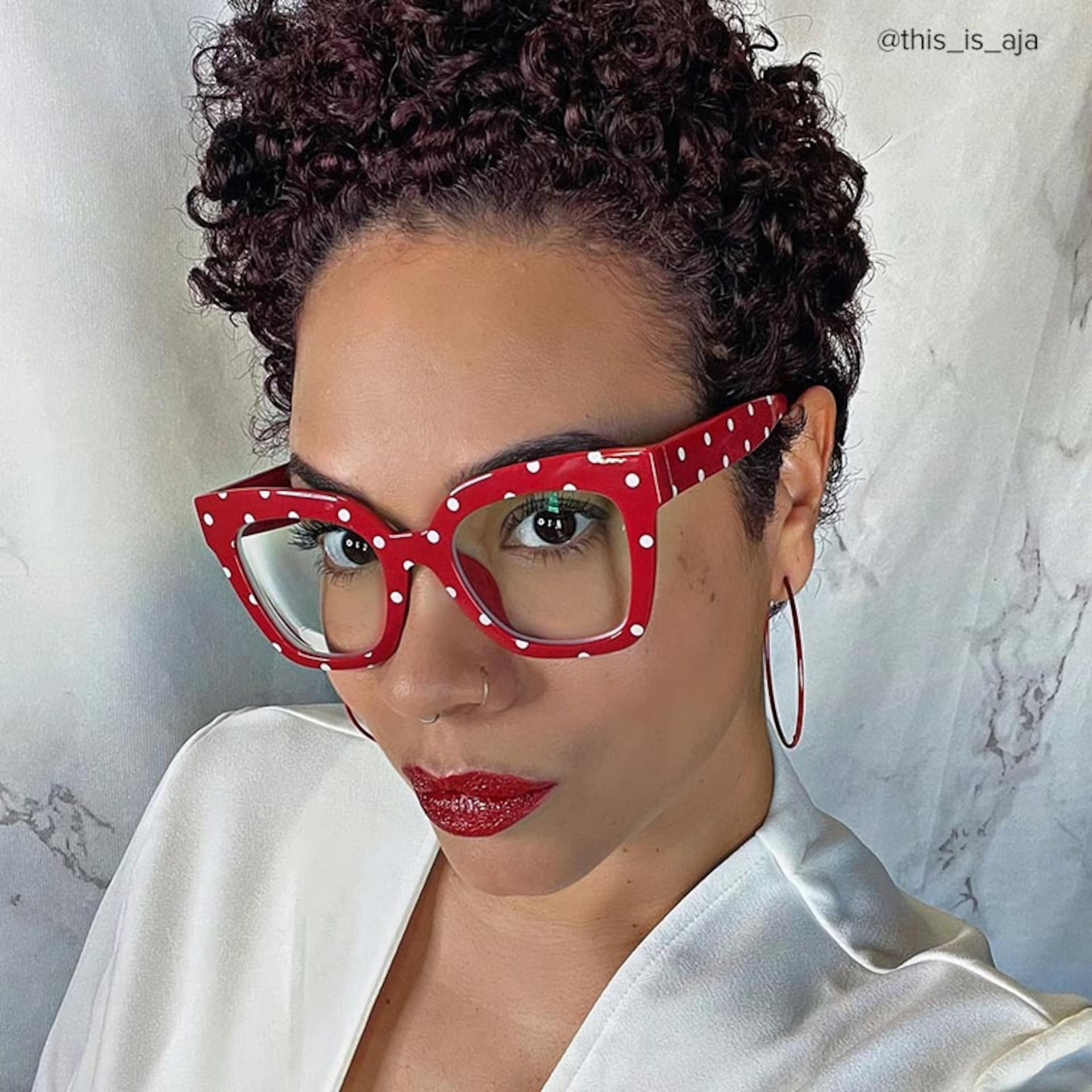 Malcolm Square Red Polka Dot Frame Gglasses | Zeelool8