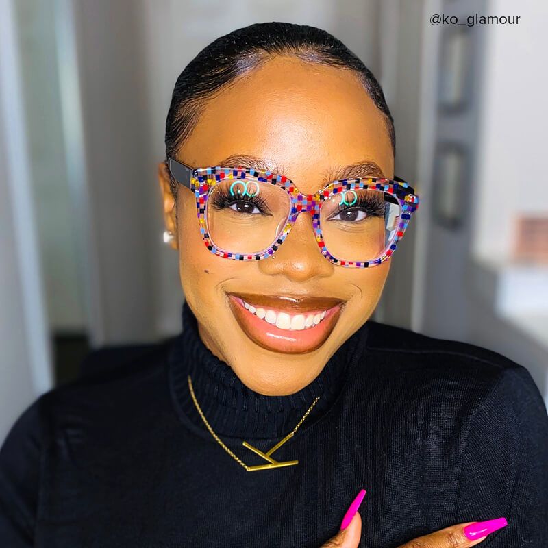 Xion Square Colorful-Point Glasses