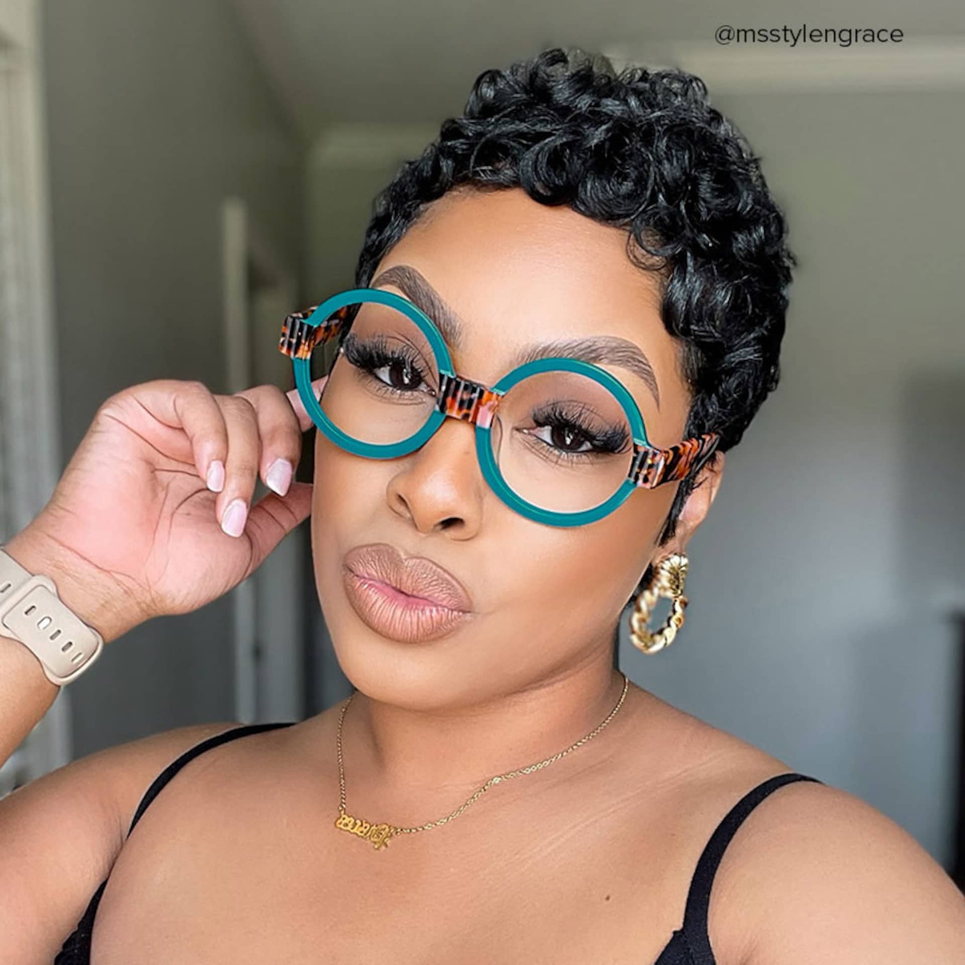 Lindsey Round Blue Frame Glasses | Zeelool5