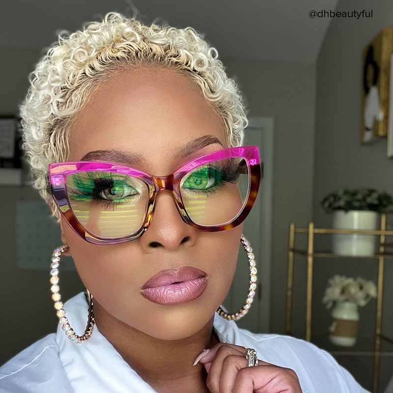 Shahdia Geometric Brown-Rose Red Frame Glasses | Zeelool7