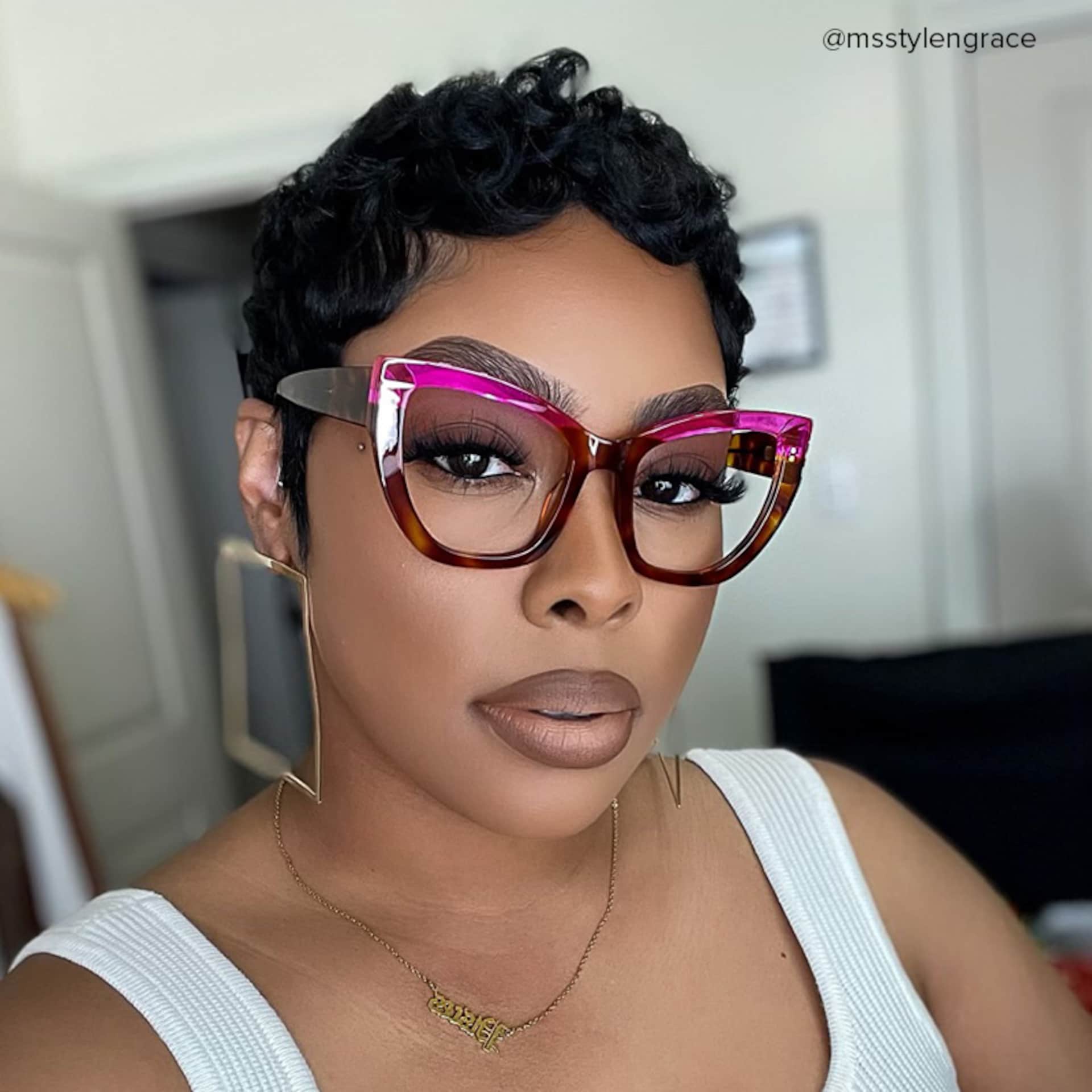 Shahdia Geometric Brown-Rose Red Frame Glasses | Zeelool6