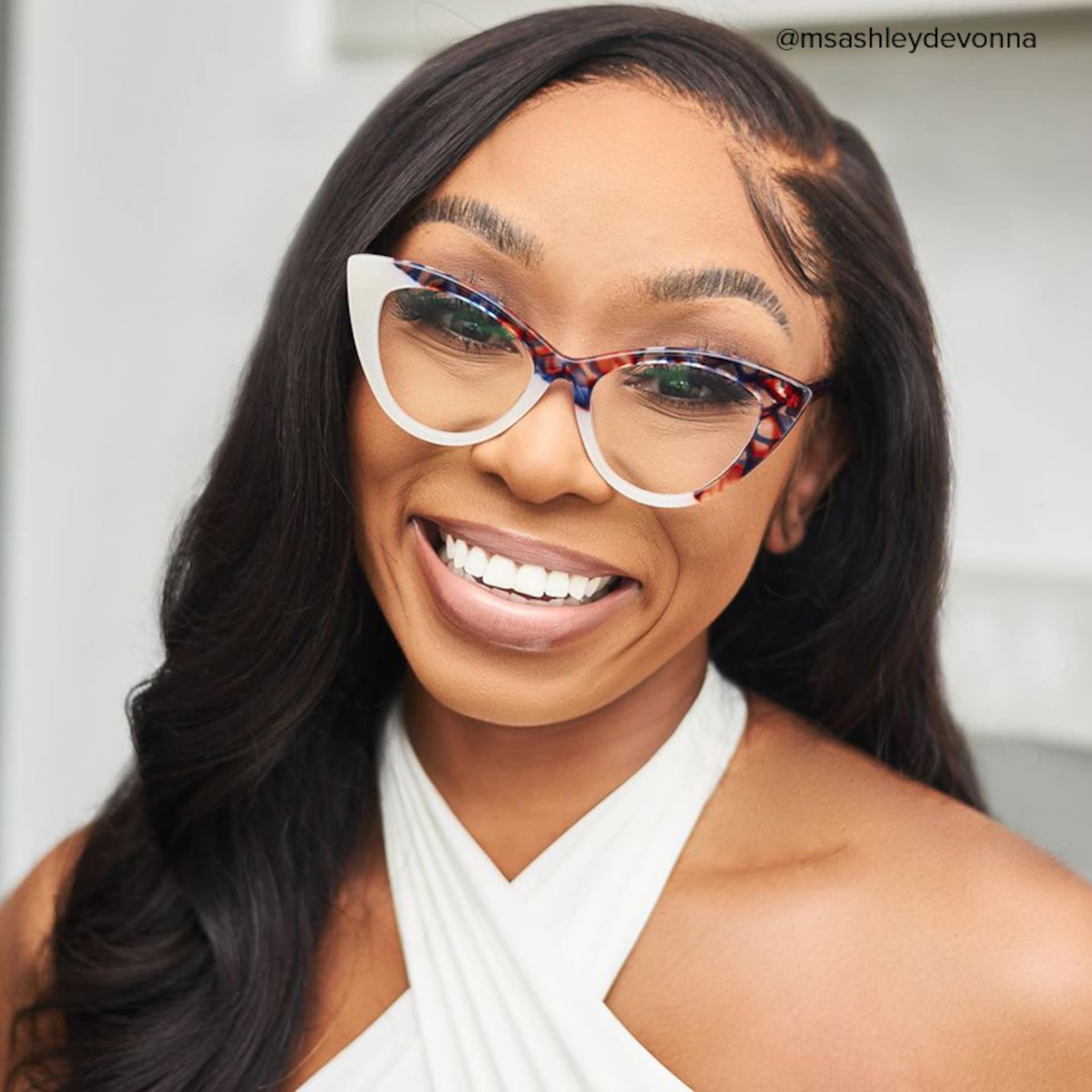 Maxine Cateye White Eyeglasses and Two-Tone Frames6