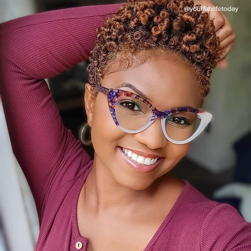 Maxine Cateye White Eyeglasses and Two-Tone Frames4