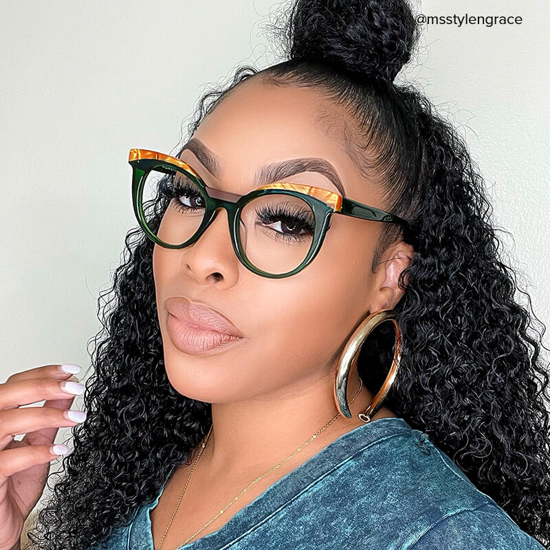 Lismary Cateye Green Glasses | Zeelool Glasses5