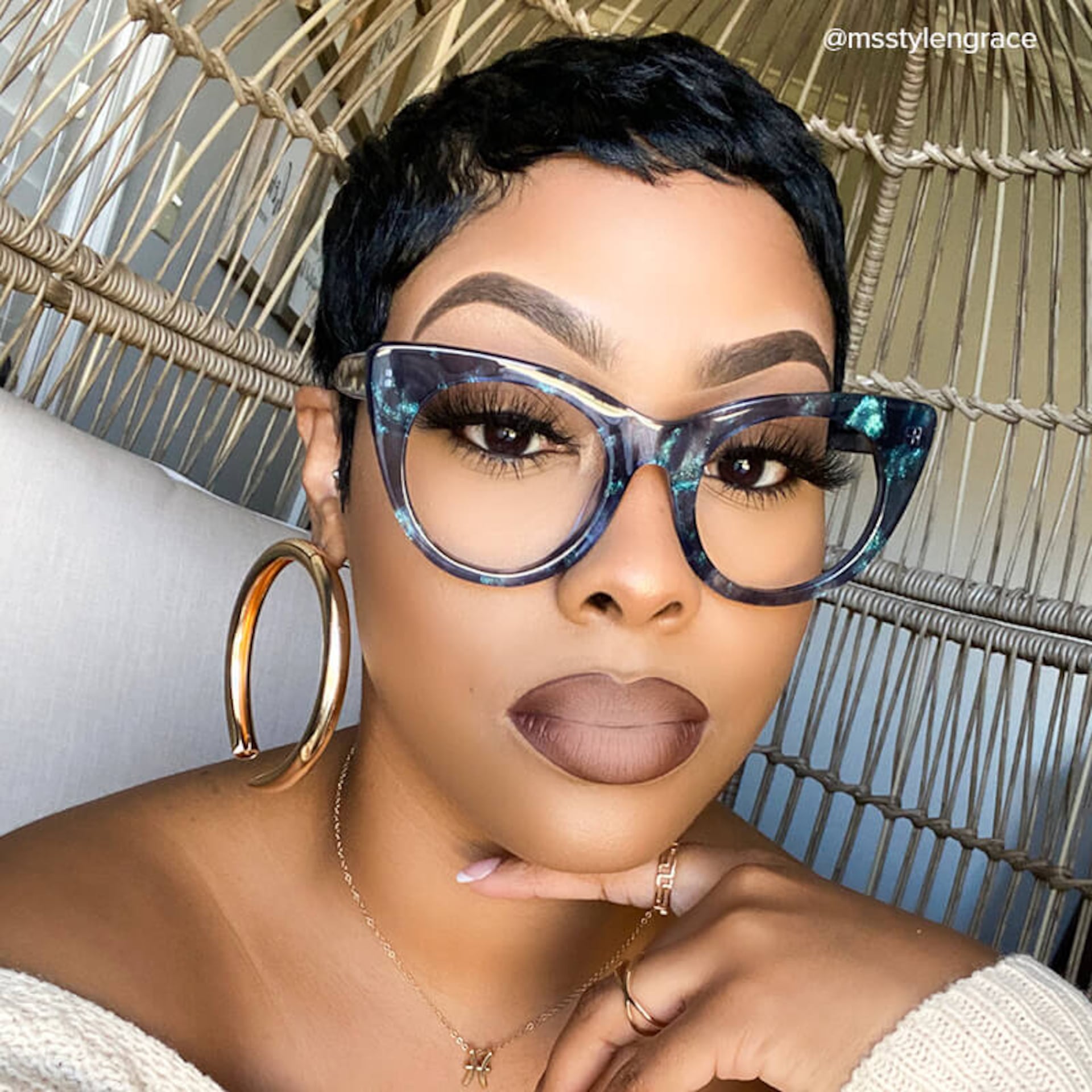 Starry Cateye Blue Frame Glasses | Zeelool Optical10