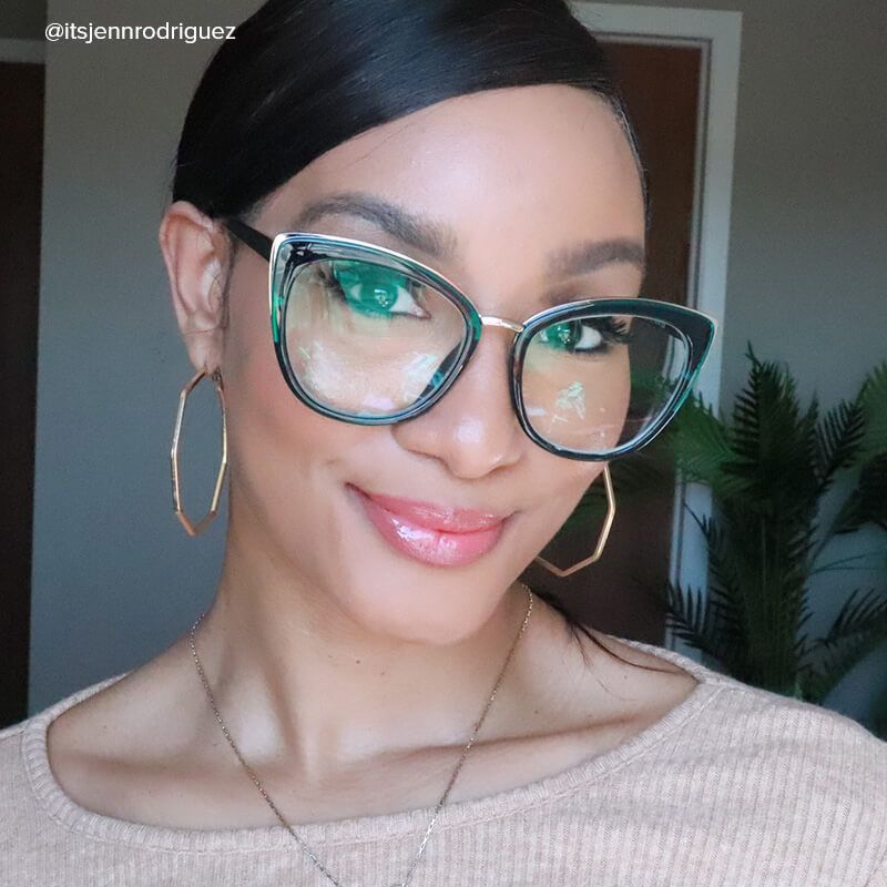 Kennard Cateye Peacock-Blue Glasses | Zeelool Glasses4