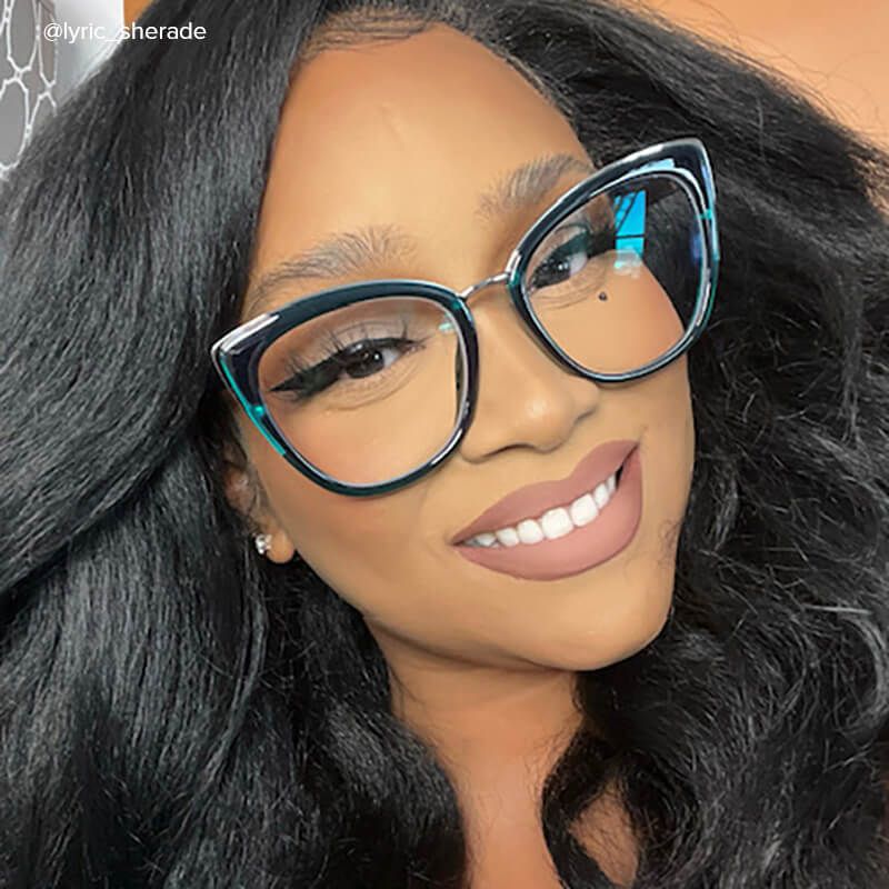 Kennard Cateye Peacock-Blue Glasses | Zeelool Glasses5